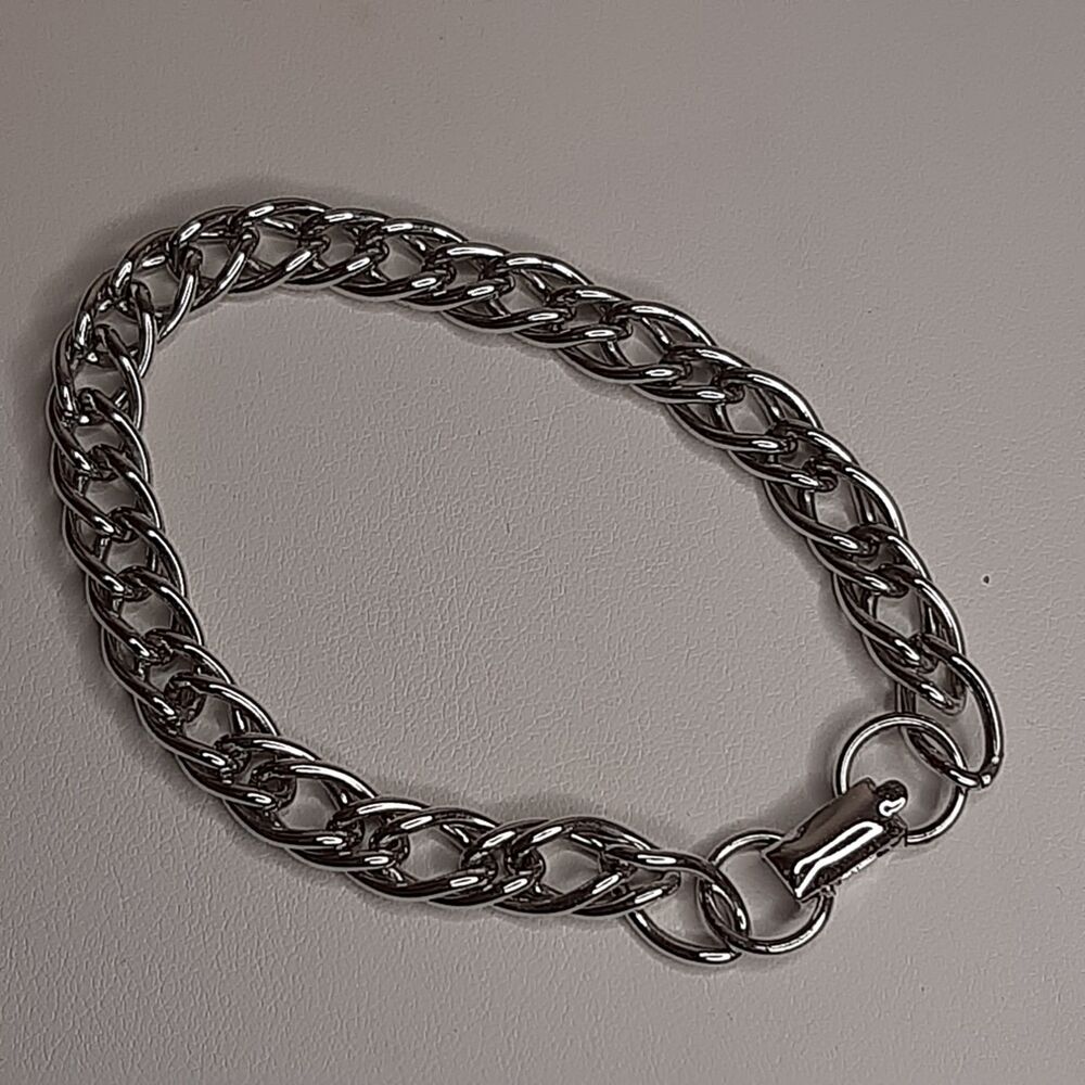 Vtg CORO signed Charm Bracelet silver-tone 8" (empty - ready to fill)